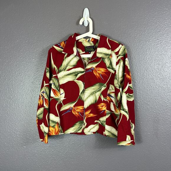 Kaua' iana Hawaii Jackets & Blazers - Vintage Kaua'iana Hawaii Size Medium Jacket Outerwear Coat Cotton Black Floral